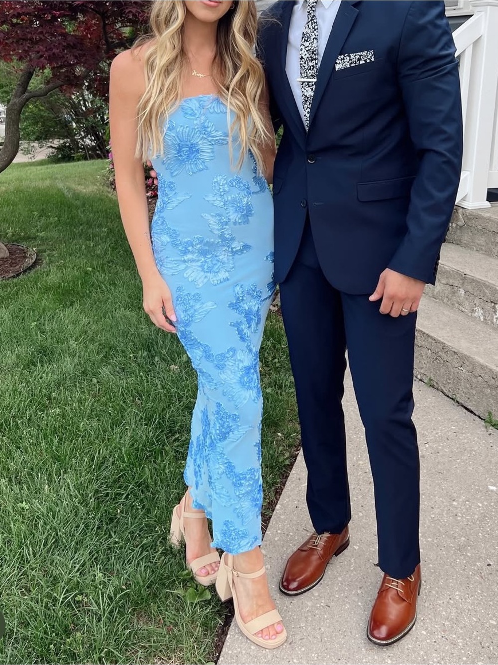 Light Blue Floral Embroidered dress